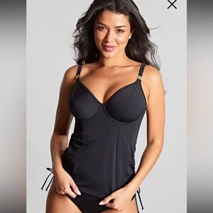 NEW Panache Black Swimsuit Anya Rivera Tankini Built-In Bra Creora Size 38DD